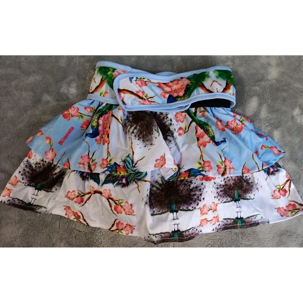 4 Washable Female Dog‎ Diapers Skirt XL Adjustable Waist Flowers Animals Birds